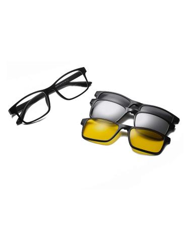 Haoxuan polarized reading glasses with three removable polarizers magnetic clip design HD sunglasses double focus diopters 1.00-3.00 black + 1.50 + 1.50 black