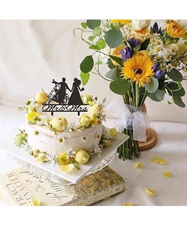 Motorcycle Wedding Cake Topper Bride and Groom with Motorbike Cake Topper Funny Motorcycle Couple Cake Topper for Wedding/Engagement/Bridal Shower Party Decoration - Buy Online on GoSupps.com