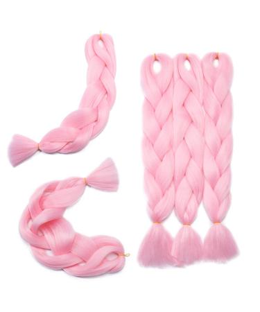 5 Packs Hair Extension Crochet Braids Extensions Braiding Hair Braiding Hair Synthetic 24 Inch Pink-1
