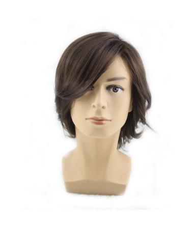Clocolor men Mr. short curly wavy wig wig natural synthetic heat -resistant art hair cosplay party everyday dark brown