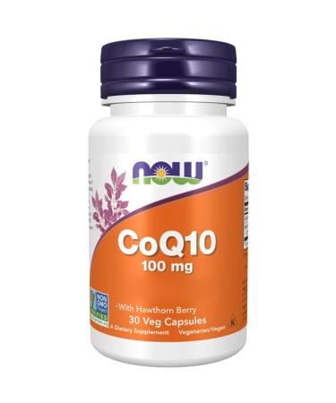 Now foods COQ10 (Coenzyme Q10) 100mg with hawthorn high -dose 30 vegan capsules laboratory tests gluten -free vegetarian soybean without genetic engineering - Buy Online on GoSupps.com