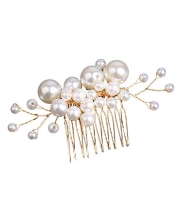 minkissy Pearl Comb Wedding Hair Comb Bridal Hair Comb Pearl Tiara Bridal Hair Accessories Rhinestone Hair Accessories Wedding Hair Jewelry Bridal Hair Side Comb Bride Hair Side Comb Manual