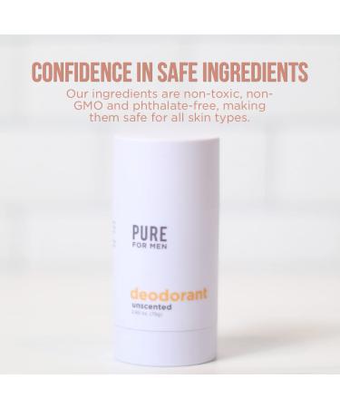 Pure For Men Aluminum-Free Deodorant | Clean Organic Vegan Formula with Vitamin B, Shea Butter, Coconut Oil | Safe for All Skin Types | Unscented 2.65 oz - Buy Online on GoSupps.com
