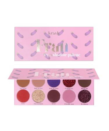 KRASH KOSMETICS KRASH KOSMETICS eyEXshadow Fran 10 Ultra Pigmented Long Lasting Matte Shimmer Glitter Eyeshadow Palette - Rose Red Pink Fuchsia Gold - Includes Mirror - Vegan & Cruelty Free