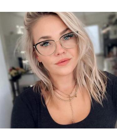 Buy Kachawoo Blue Light Blocking Cat Eye Glasses for Women Retro Metal Frame (Gold with Clear) Worldwide Shipping - Buy Online on GoSupps.com