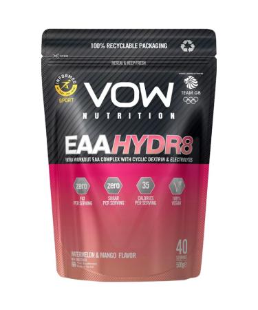 Vow EAA Hydr8 - Essential Amino Acids Electrolytes BCAAs Cyclic Dextrin Intra Workout Drink Informed Sports (Watermelon and Mango)