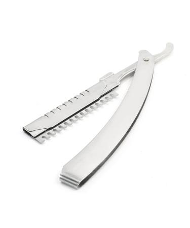 Ruilogod SILVER TONE Foldable Nonlip Handle Hairstyle Comb Razor Blade Holder