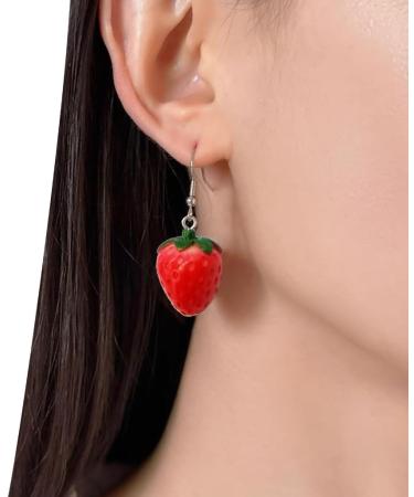 Delicate Resin Strawberry Earrings Simulation Fruit Earwears for Any Occasion - Buy Online on GoSupps.com