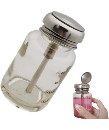 Push Glass Bottle Push Down Pump Alcohol Dispenser Pressed Bottle for Nail Polish Makeup Remover 80ML - Buy Online on GoSupps.com