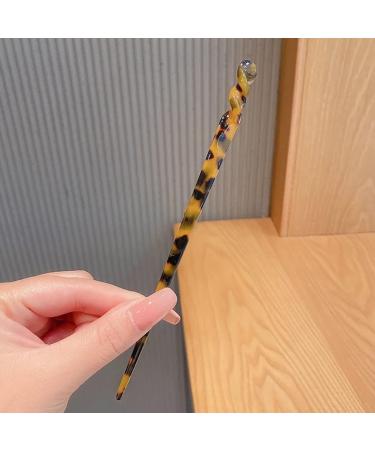 JIHUOO Acetate Hair Sticks - 2 Piece Leopard Pattern Hair Pins & Tortoiseshell Hair Fork - Vintage Hair Accessories for Elegant Styles - Buy Online on GoSupps.com