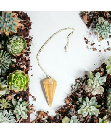 Buy Authentic Selenit Orange Crystal Pendulum - Hexagonal Vintage for Chakra Healing & Meditation - Free International Shipping - Buy Online on GoSupps.com