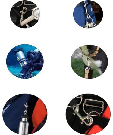 Belvanr Double Carabiner Hooks - 6 Pieces Double-Sided Snap Hooks for Diving & Outdoor Use (Silver) - Buy Online on GoSupps.com
