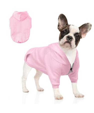 Meioro hooded sweater for dogs warm zip hooded pet clothes sweater dog cat t-shirt cute pet hoodies clothing French bulldog pug (xxl pink) xxl pink