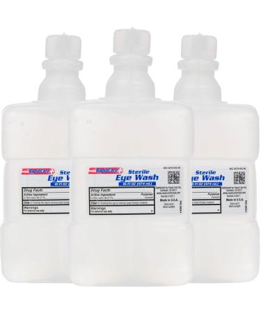 Rapid Care First Aid 653-3 Sterile Saline Isotonic Eye Wash Solution 16 oz, FDA Compliant, Pack of 3