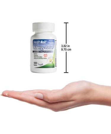 HealthA2Z Allergy Relief | Loratadine 10mg | Antihistamine | 500 Tablets | Relief from Itchy Throat Sneezing Runny Noses | 24-Hours Allergy Medicine - Buy Online on GoSupps.com