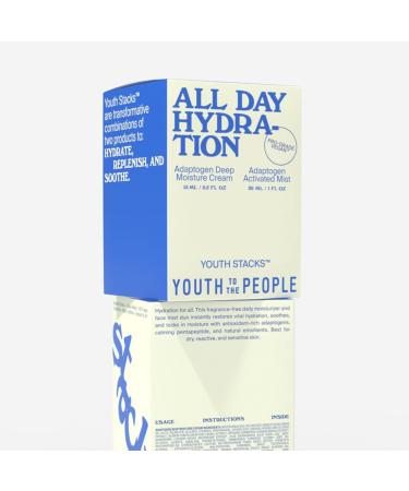 Youth To The People Youth Stacks All Day Hydration Set - Vegan Skincare with Adaptogen Cream and Activated Mist for Hydration, Replenishment, and Soothing - Buy Online on GoSupps.com