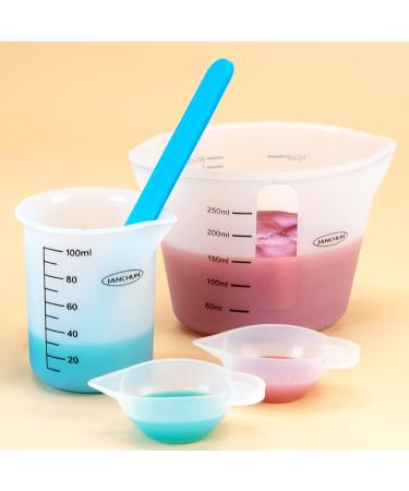 Silicone Measuring Cups for Epoxy Resin JANCHUN Resin Supplies Kit with 250&100ml Silicone Cups Silicone Hard Stir Sticks for Resin Molds DIY Crafts Wax Casting Art Jewelry Making Easy to Clean 1*250ml+2*100ml+3*stir sticks+4*mini - Buy Online on GoSupps.com