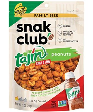 Snak Club Tajin Clasico Chili & Lime Peanuts, Mild in Heat Bold In Flavor, Family Size Resealable 12 Ounce Pack Tajin Chili & Lime Peanuts 12 Ounce (Pack of 1)