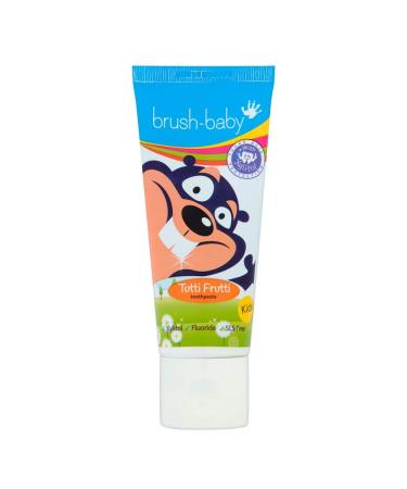 Brush-Baby Tutti Frutti Toothpaste for Kids | Stage 3 - Kids | 3+ Years | Delicious Fruity Flavour with Xylitol & Fluoride for Strong Teeth Healthy Gums & Fresh Breath 1