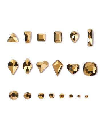 Yzzseven 12 Types 600 Diamonds +2500 Flat Rhinestones Mix 20 Styles Rhinestone Crystals Set for Nail Art DIY (Mined Gold) - Buy Online on GoSupps.com