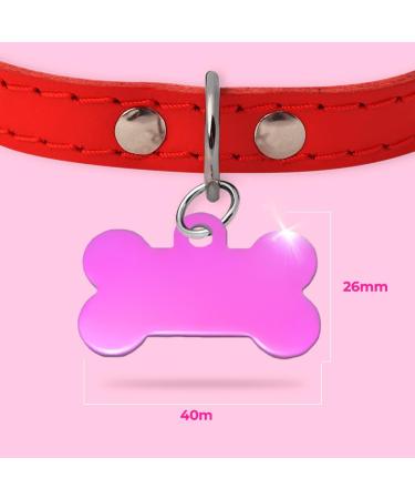 Ibera Gifts - Personalized Bone-Shaped Pendants for Medium to Large Dogs & Cats | Custom Engraved Dog Collars & Neck Bands (Pink Heart) - Buy Online on GoSupps.com