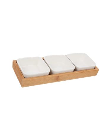 Ciieeo 1 pc Display Durable Home Food Plate Simple Desk Multi-Cell Nordic Snack Household Ceramic Desktop 29X10.5X3cm As Shown