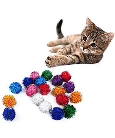 Voviggol 20-Pack Sparkle Cat Balls - Large Glittering Pom Pom Toys for Indoor Kittens - Fuzzy Colorful Balls - Buy Online on GoSupps.com