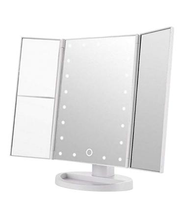 Greethga Trifold Portable LED Foldable Mirror USB Desktop Beauty Mirror Smart - White