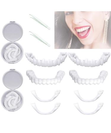 XREUCTOP 2 pairs of teeth for plug in dentures of provisional teeth with tweezers cosmetic veneers teeth at the top and bottom of course denture lightening dentures for men and women