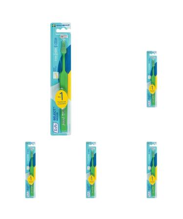 Tep Select Medium toothbrush/medium -strong bristles and a narrowly tapped brush head - for more thorough cleaning assorted color (pack with 5)