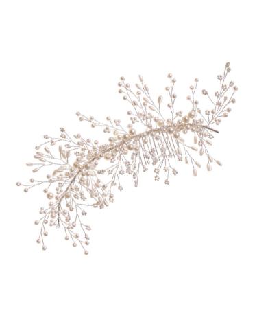 FRCOLOR braided pearl hair comb bride hair comb Pearl Wedding headwear wedding hair Crystal Hair Accessories Bridal Side Comb Pearl Crystal styling comb abs the side white bridesmaid clip