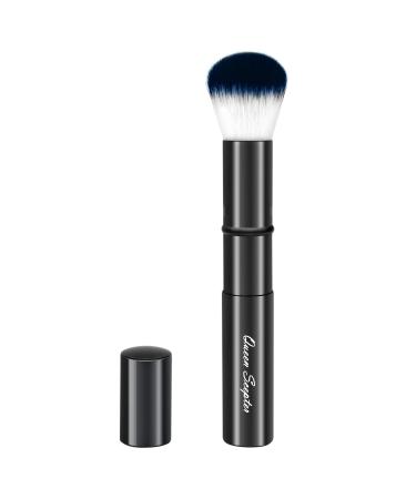 Retractable Kabuki Makeup Brush, Travel Face Blush Brush, Portable Powder Brush with cap for Foundation, Color, Highlight, Contour, Blush, Flawless, Powder Cosmetics