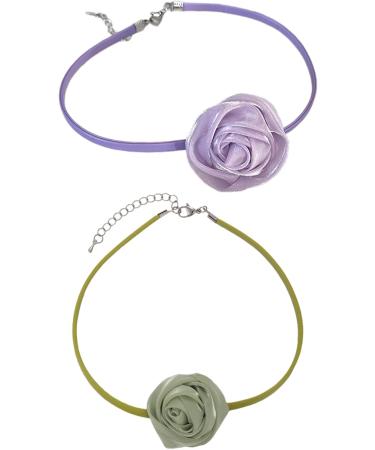 Buy OralGos Rose Petal Necklace - Vintage Camellia Flower Clavicle Chain Jewelry with Adjustable Straps in Purple - International Shipping Available - Buy Online on GoSupps.com