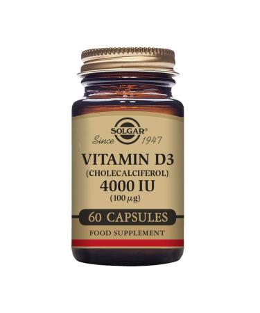 Solgar Vitamin D3 4000 IU (100 g) Vegetable Capsules - Pack of 60 - Cholecalciferol - Keeps Bones and Teeth Healthy - Supports Muscle Function & Immunity - Vegetarian
