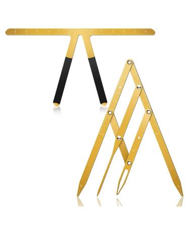 TRIPPER 2Piece Eyebrow Ruler 3-Point Positioning Ruler Eyebrow Golden Proportion Caliper Ruler Gold