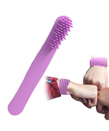Scalp massage curve-brush with a long handle scalp massage comb-soft hair tie gossip comb for all hair types of girls violet