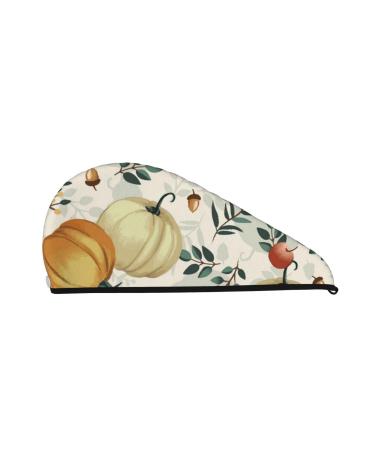 Autumn Pumpkins Leaves Apples Microfiber Hair Towel Soft Super Absorbent Hair Towel Wrap for Women Coral Velvet Quick Dry Hair Cap for Long Curly and Thick Hair