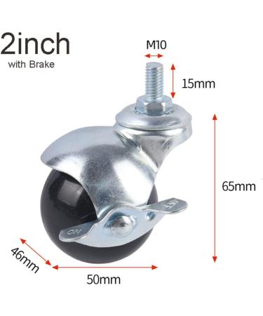 Threaded Shaft Swivel Castors Ball Castors Threaded Shaft Swivel Castors Ball Castors with Brakefor Furniture Sofa Chairs 2" Set of 4(2*Without Brake 2*Brake 50mm) 50mm 2*without Brake 2*brake - Buy Online on GoSupps.com