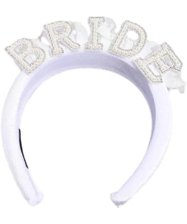 Bride Headband for Bridal Shower Bachelorettes Party Artificial Pearl Hairhoop Elegant Headband CarnivalParty Headpiece Velvet style - Buy Online on GoSupps.com