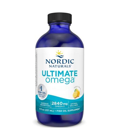 Nordic Naturals Ultimate Omega 2840mg Omega-3 Fish Oil with EPA and DHA Lemon Taste 8 oz Lab Tested Soy Free Gluten Free Non-GMO