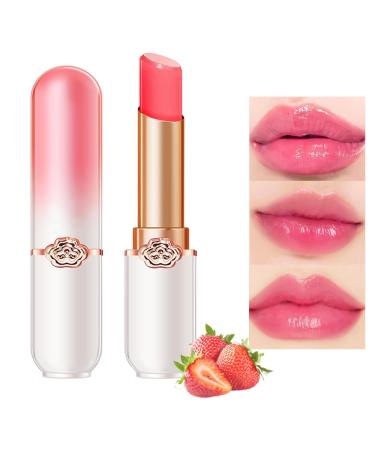 BINGBRUSH Strawberry Color Changing Lipstick Queen Moisturizer Long Lasting Lip Care Lip Balm Magic Lip Gloss Lip Tint Stain Glossly Makeup Lipstick Set for Women (1pc Strawberry)