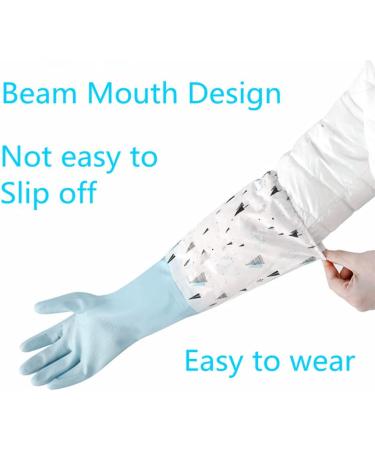 BJY 2Pcs Long Cuff and Flock Lining Reusable Waterproof Dishwashing Gloves Rubber Latex Laundry Gloves Household Non-Slip Elastic Wear-resistant Kitchen Bathroom Cleaning Gloves(Medium) - Buy Online on GoSupps.com