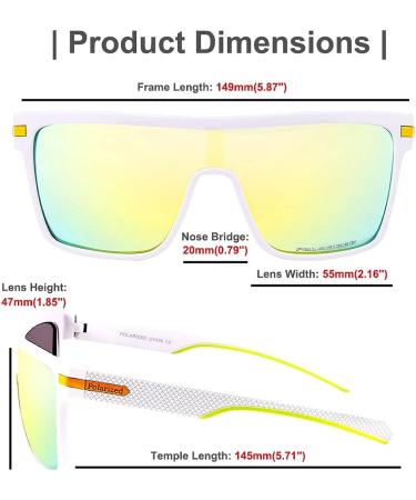 Karsaer Flat Top TR90 Polarized Men's Sunglasses - Mirrored Gold Lens/White - Buy Online on GoSupps.com