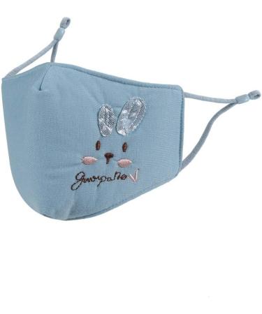 Yliquor Cute Print Face Mask Reusable Children Outdoor Washable Embroidery Warm Protection Facial Cotton Covering Breathable Seamless (1 pc Blue) - Buy Online on GoSupps.com