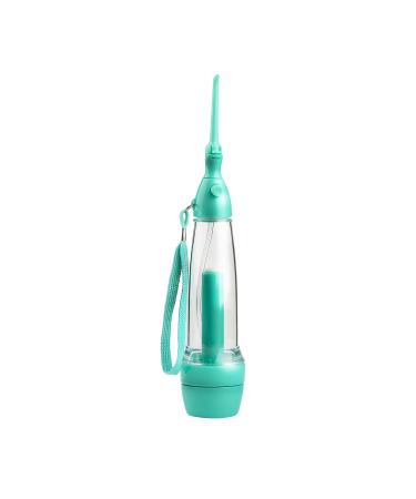 Cordless Water Flosser Non-Electric Portable , Manual Air Pressure Simple Operation, Bottle Strengthening Dental Oral Irrigator for Home & Travel, Green