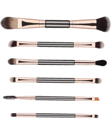 Lujiaoshout 6PCs Double Ended Eyeshadow Brush Set - Professional Black Makeup Brushes for Eyes & Cosmetics Accessories - Buy Online on GoSupps.com