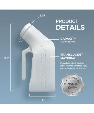 EZYMATE 1000ml Portable Urinal for Men | Spill Proof Male Urine Bottle with Screw Cap Lid | Ideal for Hospitals, Emergencies, and Travel - Buy Online on GoSupps.com