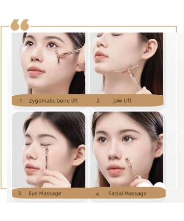 2 Pieces Rose Gold Eye Cream Applicator & Facial Roller Massage Tool - Eliminate Eye Fatigue - Ideal Gift for Women - Buy Online on GoSupps.com