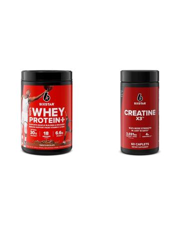 Six Star Elite 100% Whey Protein Plus Triple Chocolate 1.8lbs & Creatine Pills X3 Creatine Capsules Muscle Builder