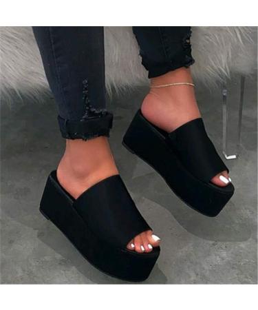 Wedge sandals platform fashionable casual fish mouth peep toe summer fashion women soft leather wedge shoes summer sandals beach flip-flops 03 41 (1 39 EU) 2 35 EU